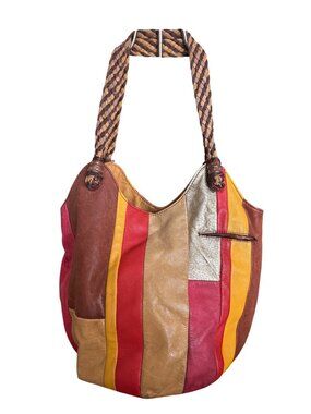 The sak Colorful Patchwork Leather Tote Bag With Braided Rope Handle Multi-Color
